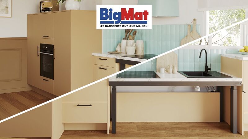 Nouveauté cuisine chez BigMat : concept Eleva, le plan de travail réglable en hauteur